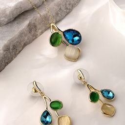 Cierra Gold-Plated Crystals Studded Jewellery Set-image-13