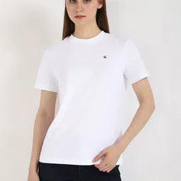 Calvin Klein Jeans Women Solid Round Neck Cotton T-shirt-image-86