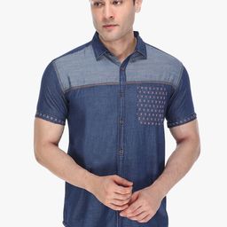 Kuons Avenue Men Blue Slim Fit Opaque Denim Casual Shirt-image-72