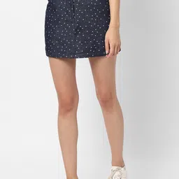 VASTRADO Heart Print Cotton A-Line Mini Denim Skirt-image-41