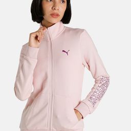 Puma Women Pink PUMA Graphic Regular Fit Jacket-1
