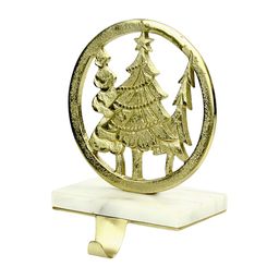 Hind Decor Gold-Toned Christmas Tree On Marble Base Stocking Holder-0