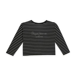 Pepe Jeans Girls Black Brand Logo Striped Monochrome T-shirt-picture-51