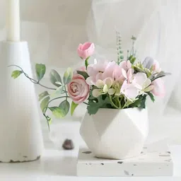 Ekhasa Pink 1 Pieces Rose Artificial Flower With Pot-10