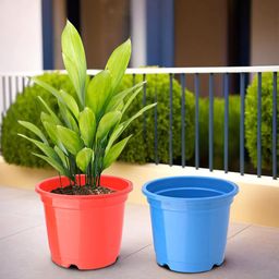 Kuber Industries Set Of 2 Red & Blue Planter With Pot image 1