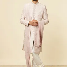 Manyavar Embellished Embroidered Art Silk Sherwani Set-picture-20