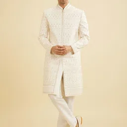 Manyavar Men Thread & Stone Work Embroidered Sherwani Set-image-85