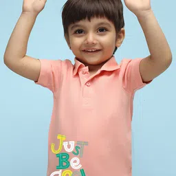 NUSYL Kids Typography Printed Polo Collar T-shirt-image-12