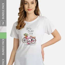 CHOZI Pack Of 2 Graphic Printed Short Sleeves Pure Cotton T-shirt-picture-14