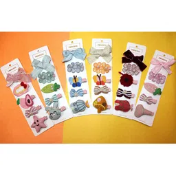 VAGHBHATT Girls Grey & Brown Set of 5 Hair Accessory Set-18