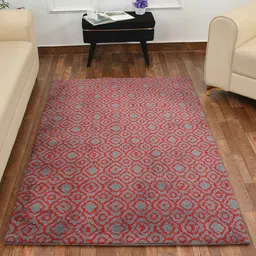 PRESTO Red & Grey Abstract Printed No Shredding Rectangular Carpet-0