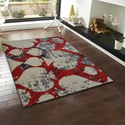 PRESTO Red Abstract Rectangular Carpets image 1