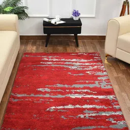 PRESTO Red & Grey Abstract Printed No-Shred Carpet-10