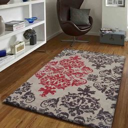 PRESTO Red & Brown Abstract Rectangular Floor Carpet image 1