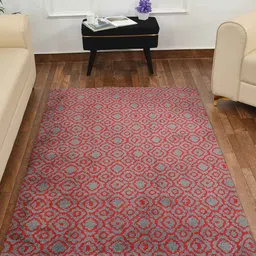 PRESTO Red & Grey Abstract Printed No-Shred Carpet-19