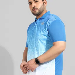 Instafab Plus Men Plus Size Printed Polo Collar Flex T-shirt-6