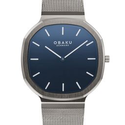Obaku Men Blue Brass Embellished Dial & Grey Stainless Steel Textured Straps Analogue Watch V253GXJLMJ-image-15