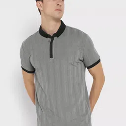 Maniac Striped Polo Collar Cotton Slim Fit T-shirt-image-73