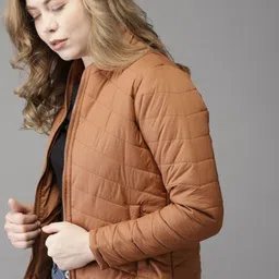 Campus Sutra Women Brown Windcheater Puffer Jacket-image-96