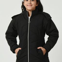 SMSHOPMORE Girls Hooded Faux Fur Trim Detailed Lightweight Padded Jacket-image-38