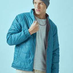 Bewakoof Blue Reversible Mock Collar Puffer Jacket-image-42
