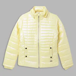 ELLE Girls Lime Green Striped Puffer Jacket-image-25