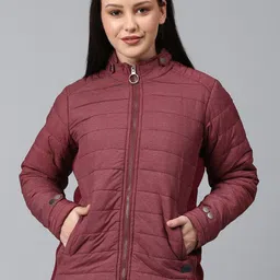 Campus Sutra Women Maroon Windcheater Bomber Jacket-image-29