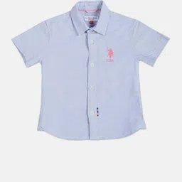 U.S. Polo Assn. Kids Boys Spread Collar Oxford Cotton Casual Shirt-picture-0