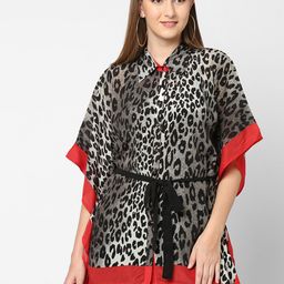 Cloth Haus India Grey & Black Animal Print Kaftan Shirt-picture-27