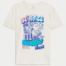 Marks & Spencer Unisex Kids Graphic Printed Round Neck Cotton T-shirt-image-33