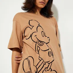 max Women Printed Extended Sleeves Monochrome Raw Edge T-shirt-image-88