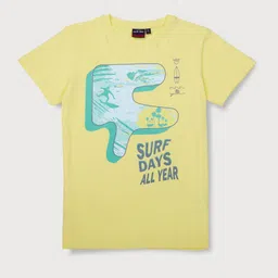 Gini and Jony Boys Yellow Printed T-shirt-image-0