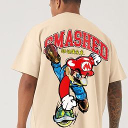 PRONK Super Mario Printed Drop Shoulder Sleeves Cotton Oversized T-Shirt-image-42