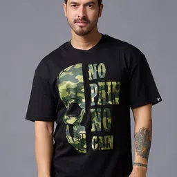 GO DEVIL Typography Printed Drop-Shoulder Sleeves Pure Cotton T-shirt-image-74