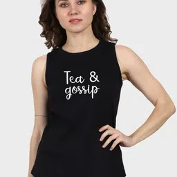 T-SHIRT TRUCK Typography Sleeveless Cotton Longline T-shirt-image-82