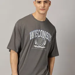THE HOLLANDER Typography Printed Round Neck Oversized Pure Cotton T-shirt-image-40