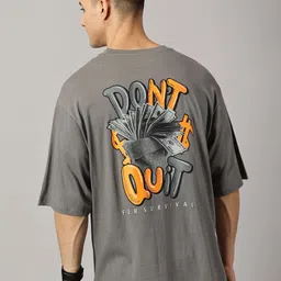THE HOLLANDER Round Neck Typography Printed Pure Cotton Oversized T-shirt-image-30
