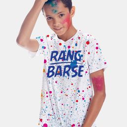 BONKIDS Boys White & Pink Printed Cotton Holi T-shirt-image-105