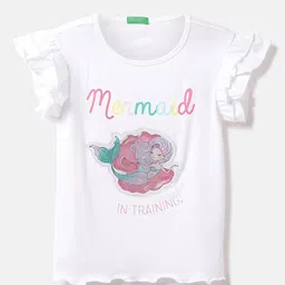 United Colors of Benetton Girls Graphic Printed Layered Sleeves Cotton Top-image-74