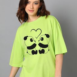 Kotty Green Graphic Printed Drop-Shoulder Sleeves Oversized T-shirt-picture-5