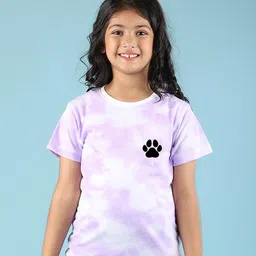 NUSYL Girls Dog Printed High Neck Short sleeve Tie & Dye T-Shirt-18