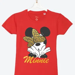 YK Disney Girls Red Minnie Mouse Printed T-shirt-image-81