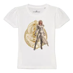 Marvel by Wear Your Mind Girls White Eternals Printed Pure Cotton T-shirt-image-88