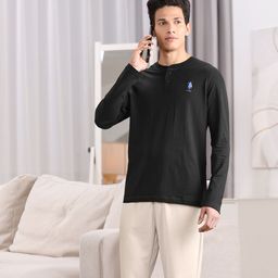 U.S. Polo Assn. Men Black Solid Pure Cotton Lounge T-shirt-image-48