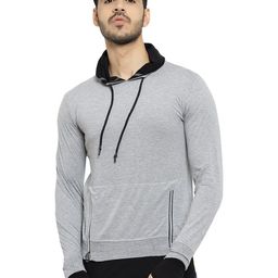 Black Collection Men Solid Hooded Long Sleeves Cotton T-shirt-image-65