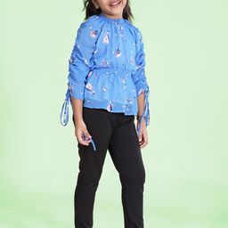 KiddoPanti Girls Printed High Neck Top With Trousers-picture-27