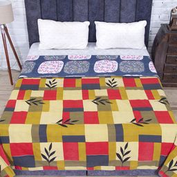 AAZEEM Red & Beige Floral Printed Microfiber AC Room Double Bed Dohar-33