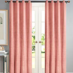Deco Window Peach-Coloured Set of 2 Printed Long Door Curtains-26