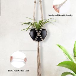 Homesake Set Of 2 Black Macreme Hanging Planter With Black Pot-76