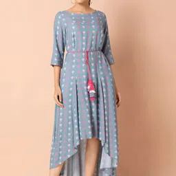 INDYA Ethnic Motifs Print A-Line Maxi Dress-image-15